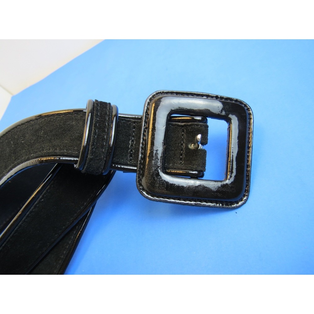 Banana Republic Black Leather Belt Made in Italy Large Square Buckle Women L